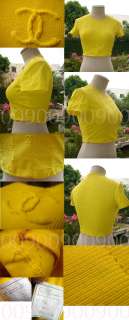 CHANEL   Lemon Yellow nylon (90.1%) spandex(9.9%) top, woven allover 