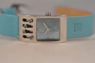 NEW LADIES SHARP LIGHT BABY BLUE LEATHER PEARL WATCH NR  