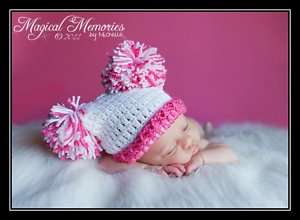 SUPER CUTE BABY GIRL SACK HAT 0,3,6,9 months PHOTO PROP  