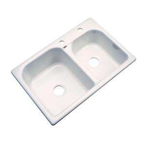 Thermocast Cambridge Drop In Acrylic 33x22x10.5 2 Hole Double Bowl 