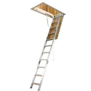 Werner 10 ft. x 25 in. x 54 in. Aluminum Attic Ladder with 375 lb 
