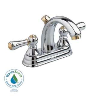 Williamsburg 4 in. 2 Handle Low Arc Bathroom Faucet in Polished Brass 