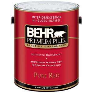 BEHR Premium Plus 1 Gal. Hi Gloss Enamel Red Interior and Exterior 