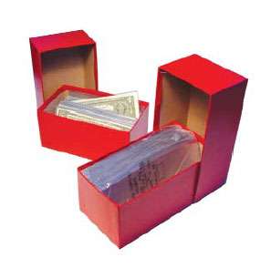 Boxes are designed to hold plastic currency holders. Will hold over 