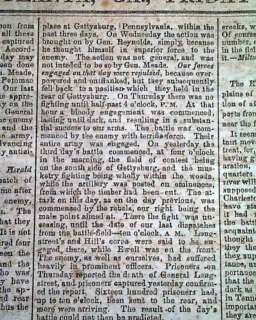 CONFEDERATE BATTLE OF GETTYSBURG 63 Civil War Newspaper  