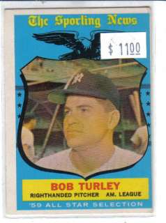 1959 TOPPS HIGH NUMBER CARD #570 BOB TURLEY NY YANKEES  