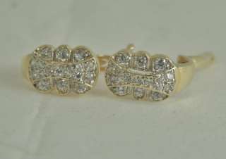 Vintage Antique Diamond Deco Earrings, French back YG  