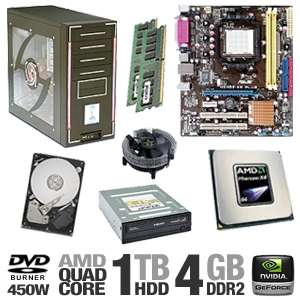 AMD Quad Core Complete PC Kit   Asus M2N68 AM PLUS Mobo, AMD Phenom X4 