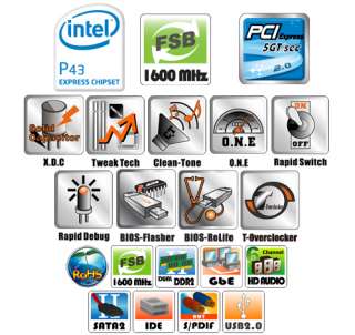 Biostar TP43D2 A7 Motherboard   Intel P43, Socket 775, ATX, Audio, PCI 