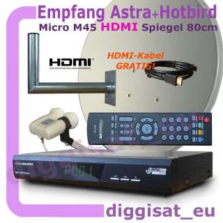 HDMI Sat Anlage Micro M45 Astra+Hotbird d80 cm wh35  