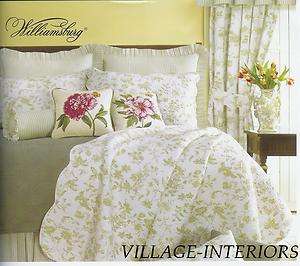 BRIGHTON FRENCH COUNTRY GREEN & IVORY WHITE TOILE CAL/ KING QUILT 