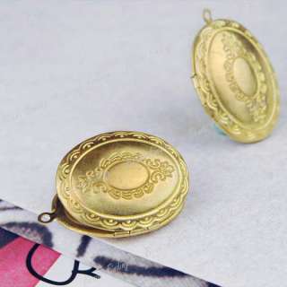 3pcs New Brass Oval Pendants Photo Locket Gold Wholesale Fit Necklace 