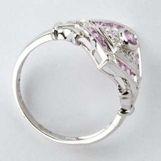 Pink Sapphire and Diamond Ring in 18k White Gold  
