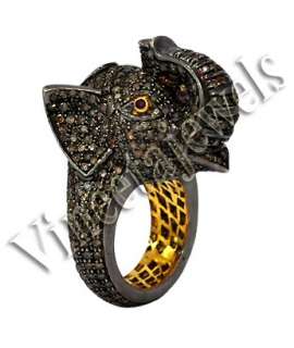 ELEPHANT VINTAGE 6.50CT. ROSE CUT DIAMOND RUBY RING  