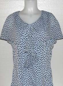 NEW George Simonton Printed Milky Knit Top w/ Georgette Capelet BLUE 