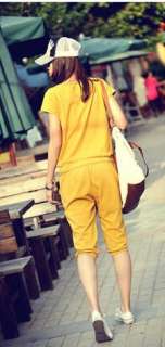 Korean Fashion Style Printing Casual Tracksuit Yellow  