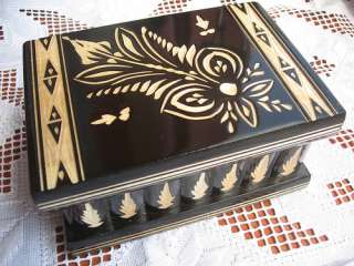   HANDCRAFTED WOODEN Magic Jewelry Puzzle Money Lock Box Black *NEW