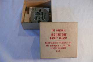 Vintage Brunton F2061 0 360 Circle Pocket Transit W/ Original Box 