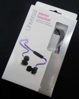 New OEM Purple/Black T Mobile 3.5mm Stereo Flat Cord Headset/Headphone 
