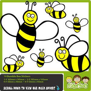 16x BUMBLE BEE car nursery wall stickers decals  