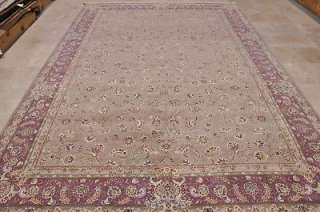10x14 WOOL&SILK AREA RUG HAND KNOTTED GRAY TAUPE PURPLE  