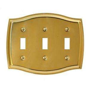 Amerelle Sonoma 3 Gang Polished Brass Triple Toggle Wall Plate 76TTTBR 