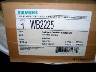 Seimans ITE 200amp 3R breaker enclousure WB2225  