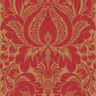 56 Sq.ft. Red Large Scale Damask Wallpaper WC1281126  
