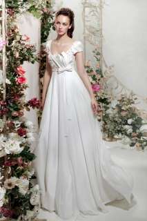 Unique Cap A line White/Ivory Wedding dress Bridal Gown Size Free 
