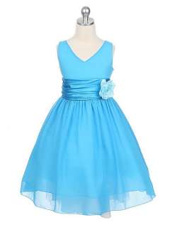 Turquoise Yoru Chiffon Flower Girl Dress size 2 4 6 8 10 12 14   1082 