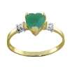 14K GOLD RING WITH DIAMONDS & HEART SHAPED EMERALD  