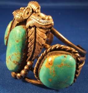 VINTAGE Navajo Sterling Turquoise Cuff Bracelet TOBLER  