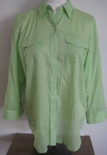 Ralph Lauren RL Womens 3/4 Sleeve Shirt Top Large Green Nice  