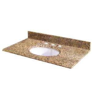 Pegasus 25 in. W Granite Vanity Top with White Bowl and 8 in. Faucet 