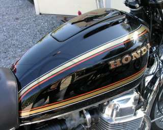 Honda CB750 SOHC K7 Gas Fuel Tank Decals Stripes Black Orange Gold 