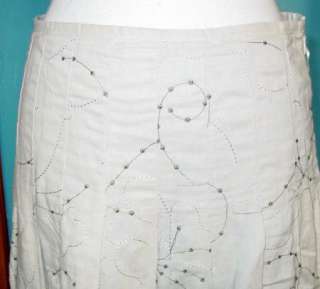Womens HAZEL Pleated Embroidered SKIRT tulle Linen ~ S  