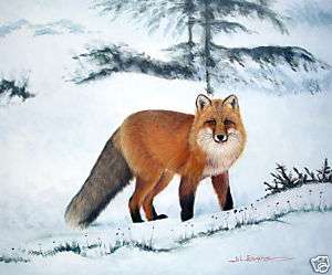 High Quality Oil Painting Fox in the Snow II 24x20  