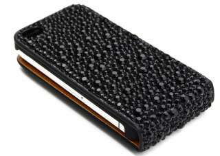 LUXUS Leder Strass cover iPhone 4 bling case hülle ETUI  