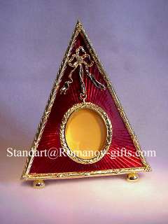 Russian Romanov Red Triangle enameled Photo Frame  