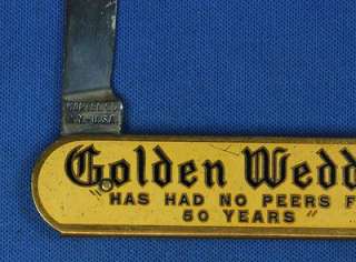 Vintage 1940s Golden Wedding Whiskey Advertising Ratchet Pocket Knife 