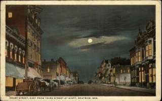Beatrice NE Street Scene Moonlight c1910 Postcard  