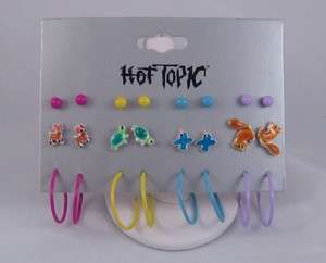 12 PAIR ANIMALS,HOOPS,STUD EARRINGS BY HOT TOPIC #E1052  