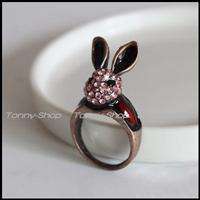 Ring Kaninchen Style Hase Ringe Stein Fingerring NEU  
