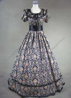 Southern Belle Civil War Cotton Satin Ball Gown Dress 130 S  