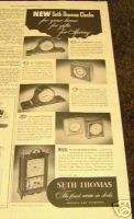 1950 Antique Seth Thomas Clocks Clock Ad  