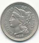 1866 THREE CENT NICKEL **BEAUTIFUL UNCIRCULATED 3 CENT PIECE**