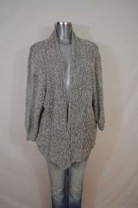 EILEEN FISHER Marbled Gray Linen Silk Open Front Cardigan Sweater 2X 