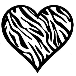 Zebra Heart Decal   Animal Print 100% Waterproof Sticker 4.25 Square 