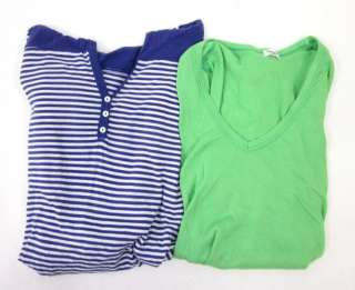 LOT 2 SPLENDID Green Purple White Striped Knit Shirt M  