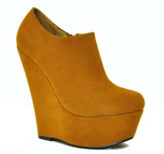 SUEDE HIGH FASHION PLATFORM WEDGE ANKLE SHOE BOOT SHOES BOOTS HOT 